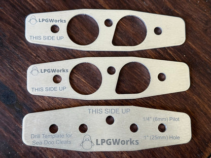 Drill Guide/Template and Cleat Backers for Seadoo Retractable Cleats