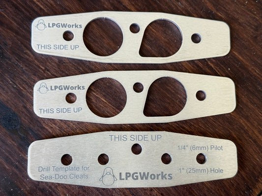 Drill Guide/Template and Cleat Backers for Seadoo Retractable Cleats