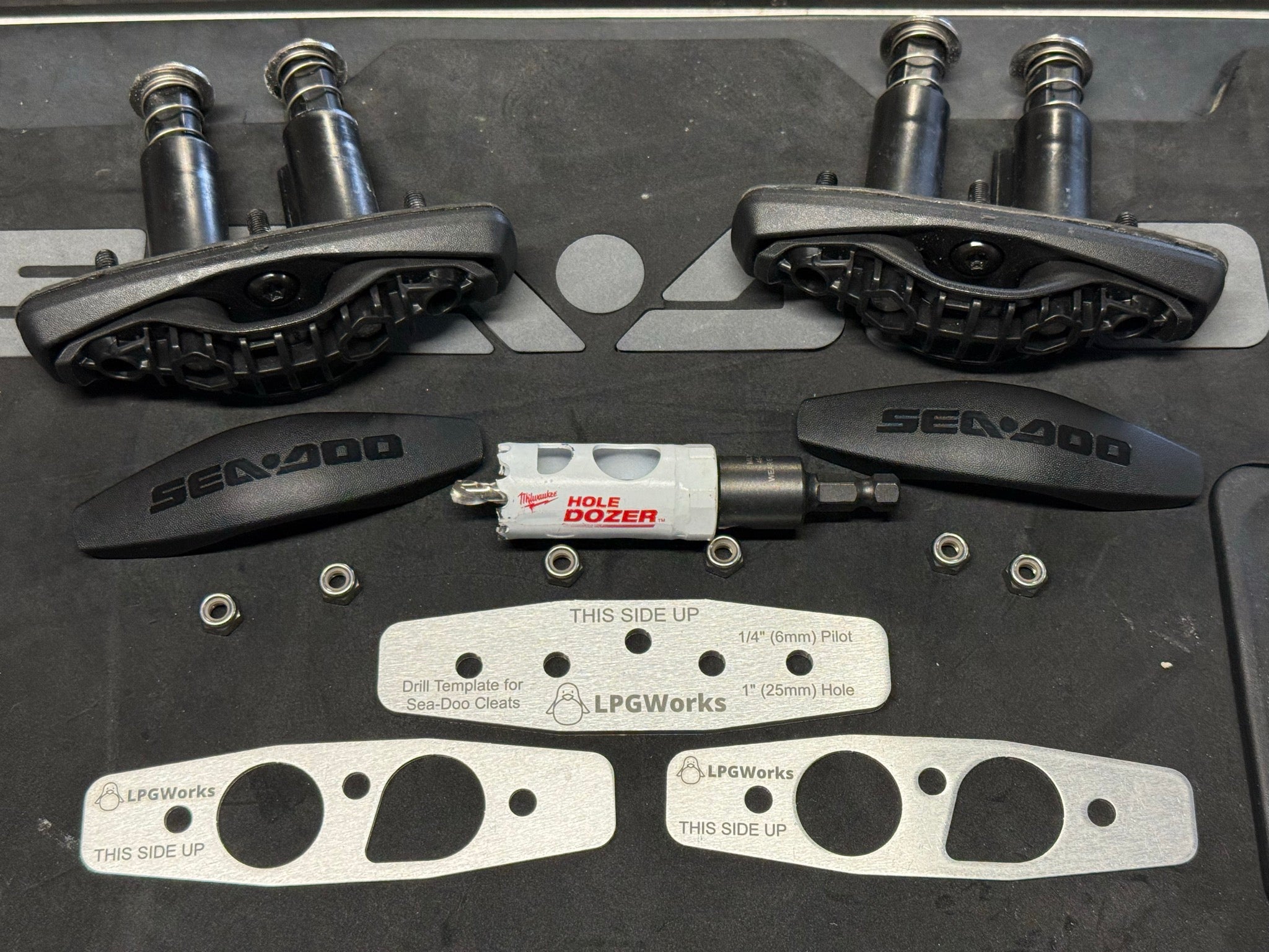 Drill Guide/Template and Cleat Backers for Seadoo Retractable