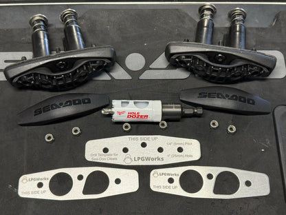 Drill Guide/Template and Cleat Backers for Seadoo Retractable Cleats